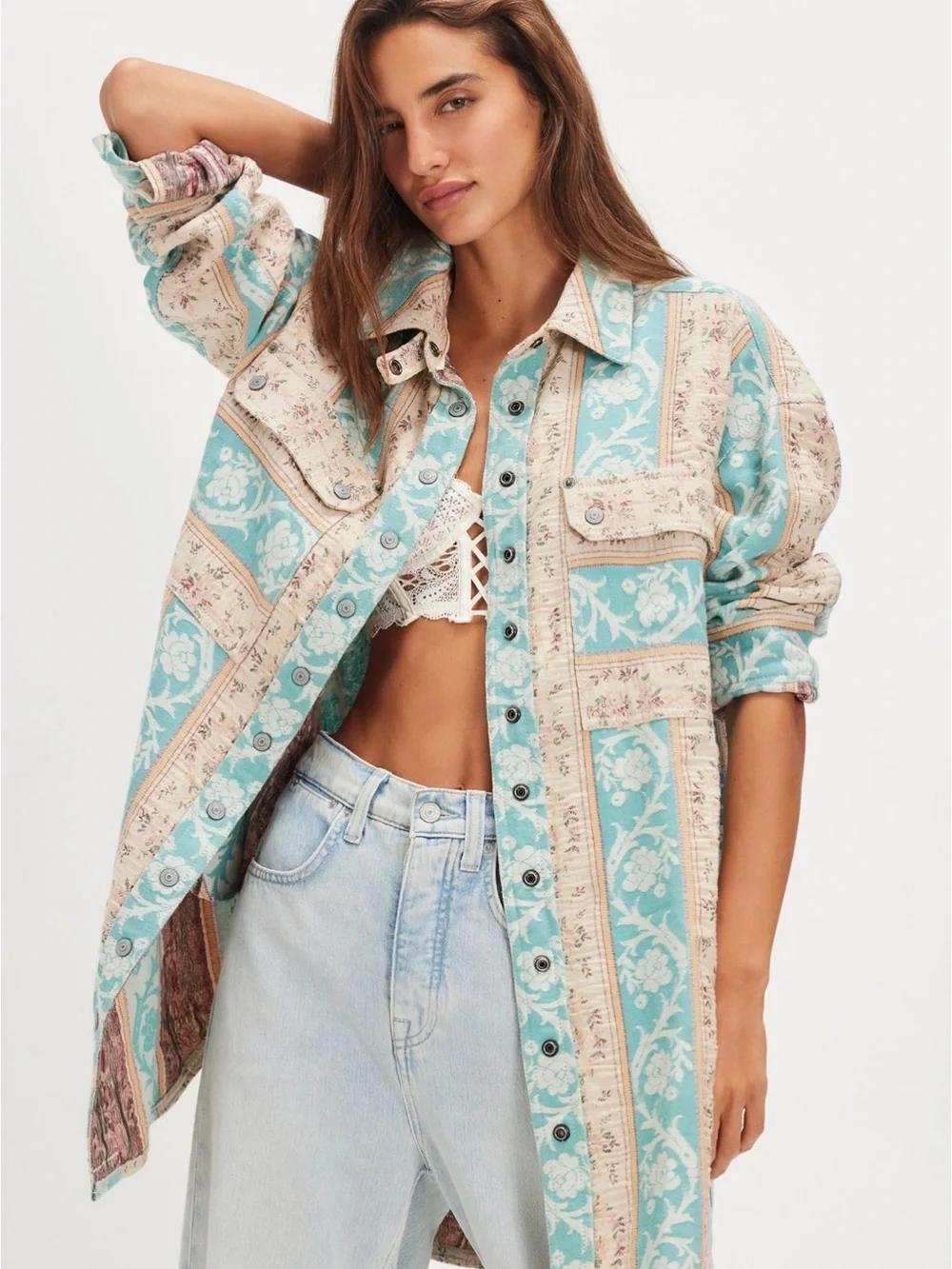 Free People Wonderland fog Jacquard Shirt